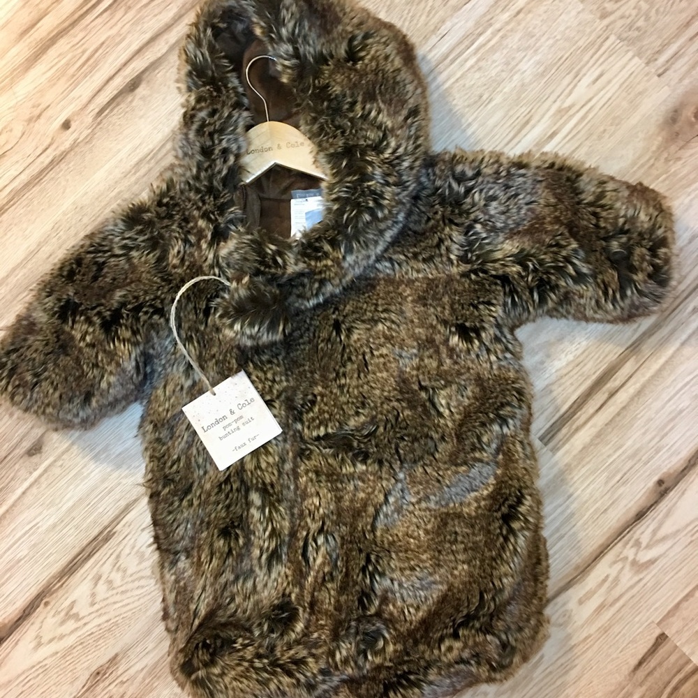 London & Cole Pompom Faux Fur Bunting Suit
